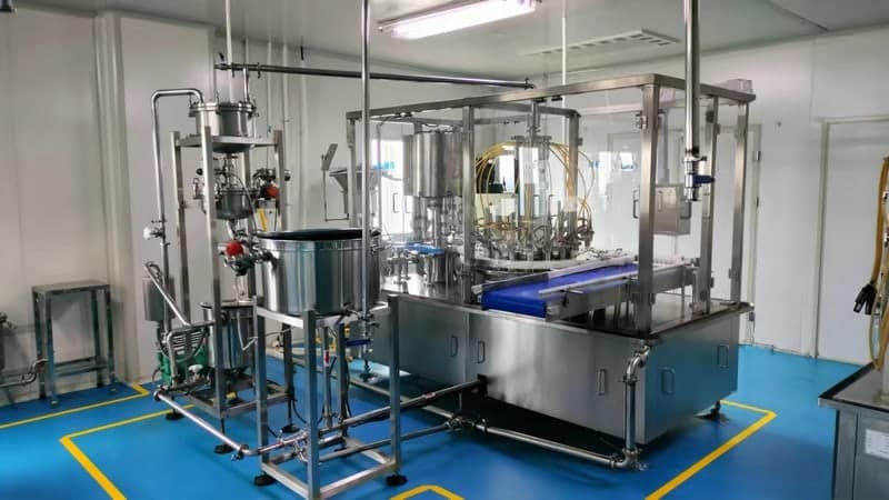 Bottling and packaging line filling and labelling supplement bottles