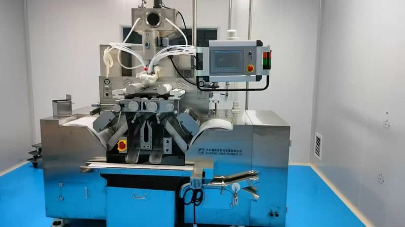 Rotary tablet press compressing supplement tablets in a production workshop