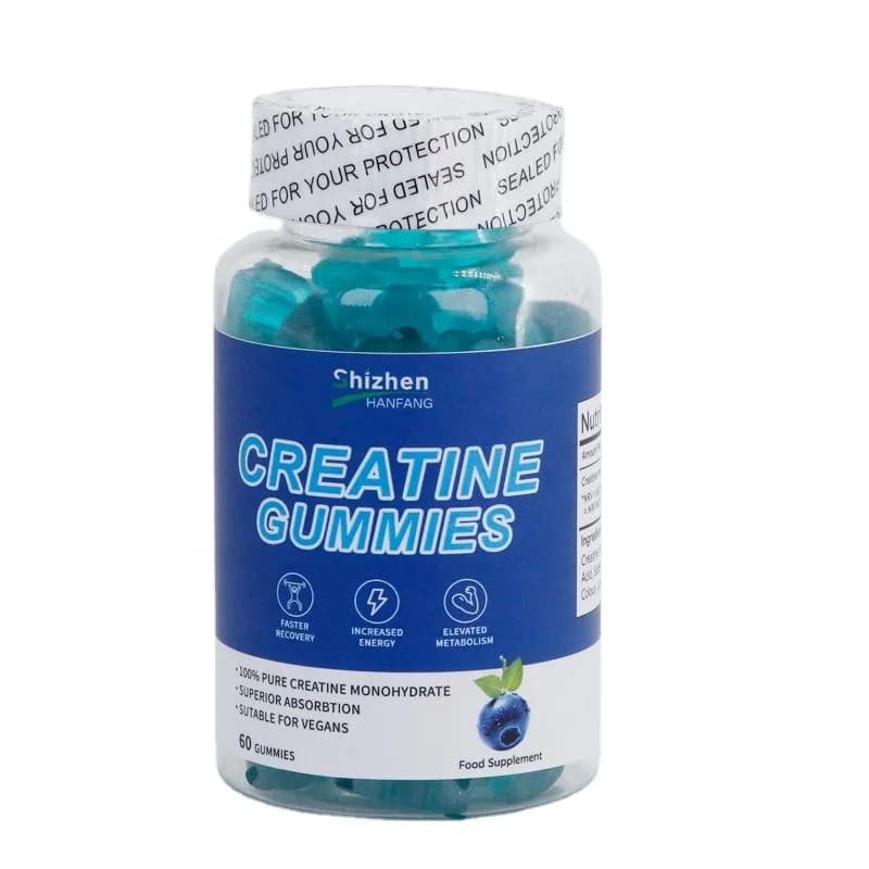 Private Label OEM Creatine Monohydrate Filled Gummies Supplement Blueberry Flavored Creatine Gummies Muscle Growth