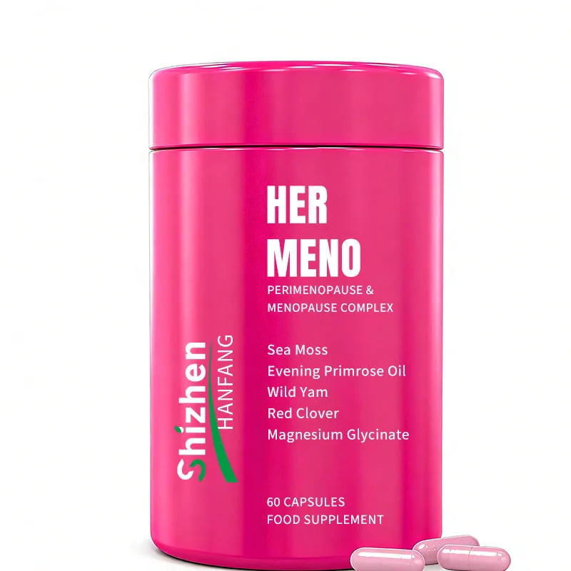 Private Label Her Meno Complex Capsules With Wild Yam Red Clover Magnesium Glycinate 60Ct Bulk Supplement OEM Service