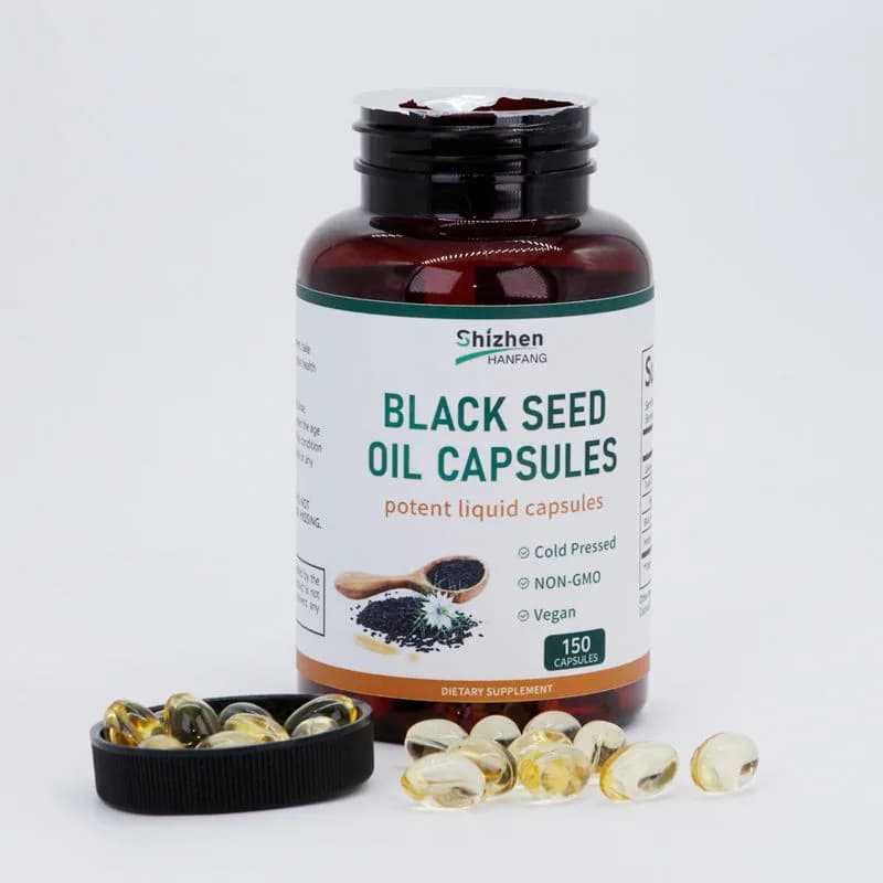 Private Label GMP Black Seed Oil Softgel Skin Health Premium Cold-Pressed Nigella Sativa Black Seed Oil Capsules with Vitamin E