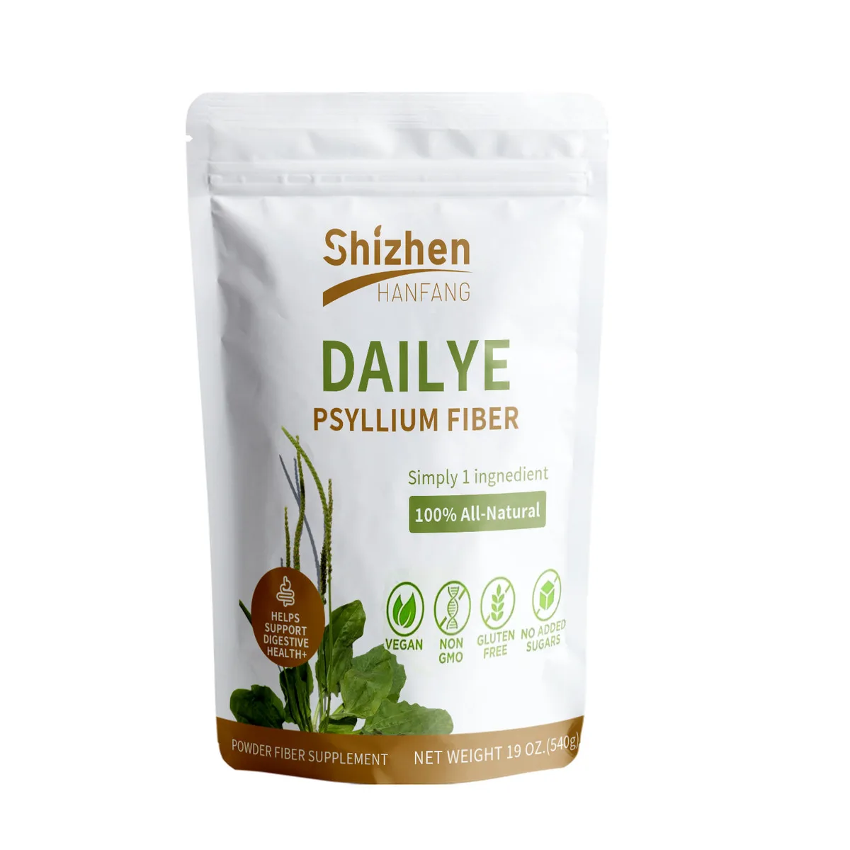 OEM ODM Psyllium Husk Fiber Powder Vegan Gluten-free Fiber Digestive Health Support Supplement