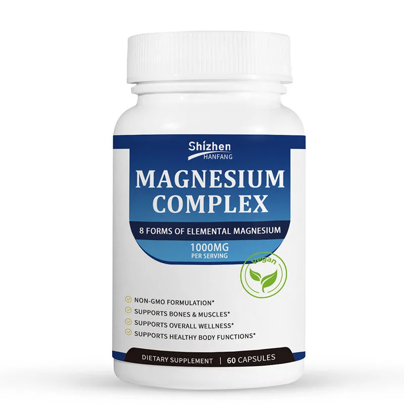 Customizable Magnesium Complex Supplement 60 Capsules for Bone Health Muscle Function and Electrolyte Balance