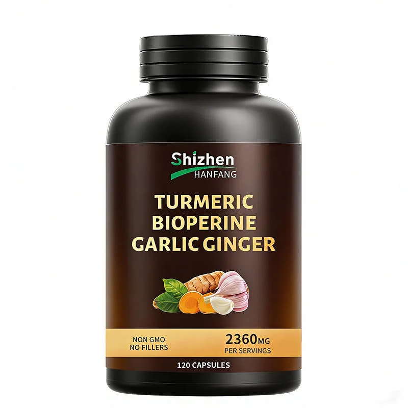 OEM ODM Non GMO Turmeric Bioperine Garlic Ginger Capsules Non GMO No Fillers for Joint Support 60 Count