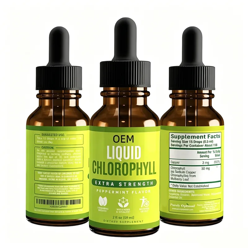 OEM Liquid Chlorophyll Extra Strength Drops Natural Breath Freshener Supports Daily Vitality Peppermint 59ml