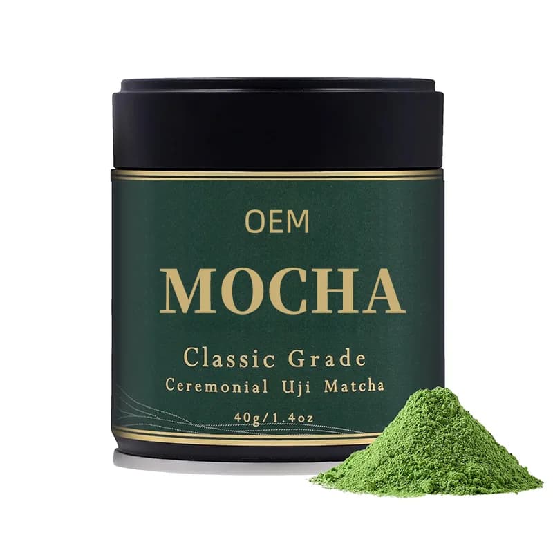 OEM Premium Ceremonial Grade Uji Matcha Powder, Green Tea for Lattes Baking, 40g Tin Bulk Wholesale