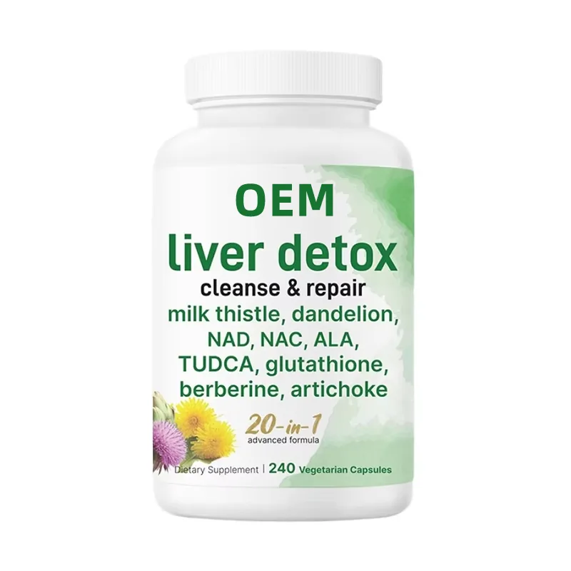 OEM Liver Detox Capsules 240ct with Milk Thistle, NAC, TUDCA Glutathione for Daily Wellness Support