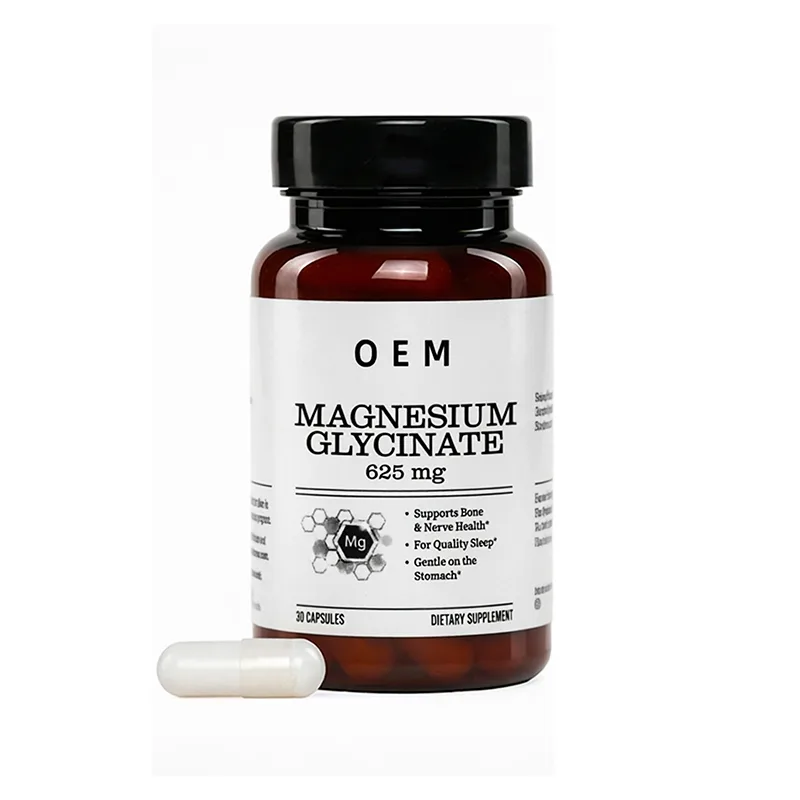 Magnesium Glycinate 625mg Supplement Supports Bone & Nerve Health, Promotes Quality Sleep, Gentle on Stomach, 30 Capsules OEM