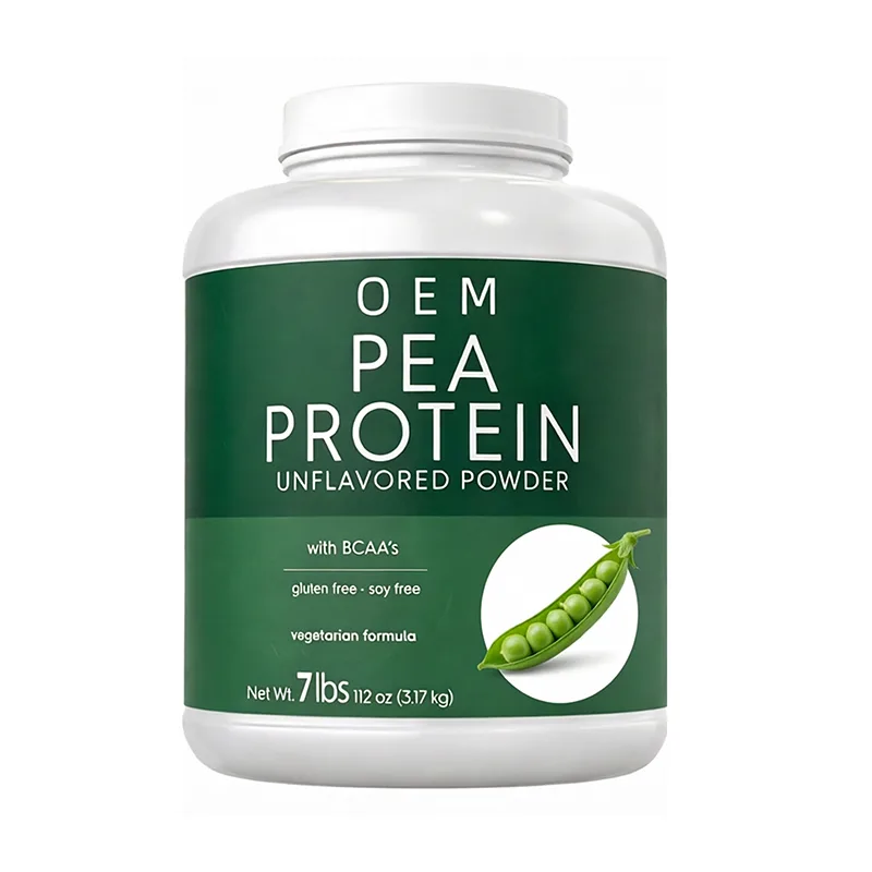 Pea Protein Unflavored Powder with BCAAs. Gluten Free Soy Free Vegetarian Formula. Net Wt 7lbs 3.17 Kg. OEM Supplement