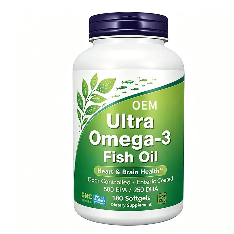OEM Ultra Omega 3 Fish Oil Softgels 500mg EPA 250mg DHA Enteric Coated Odor Controlled 180 Softgels Dietary Supplement