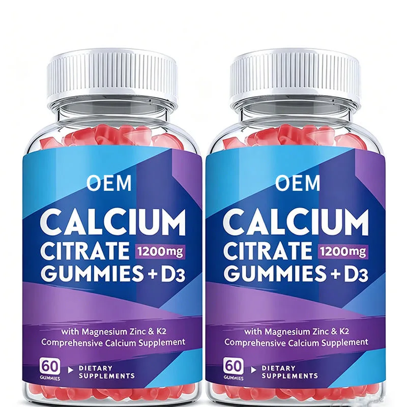 OEM Calcium Citrate 1200mg Gummies with D3 Magnesium Zinc and K2 60 Gummies Dietary Supplement