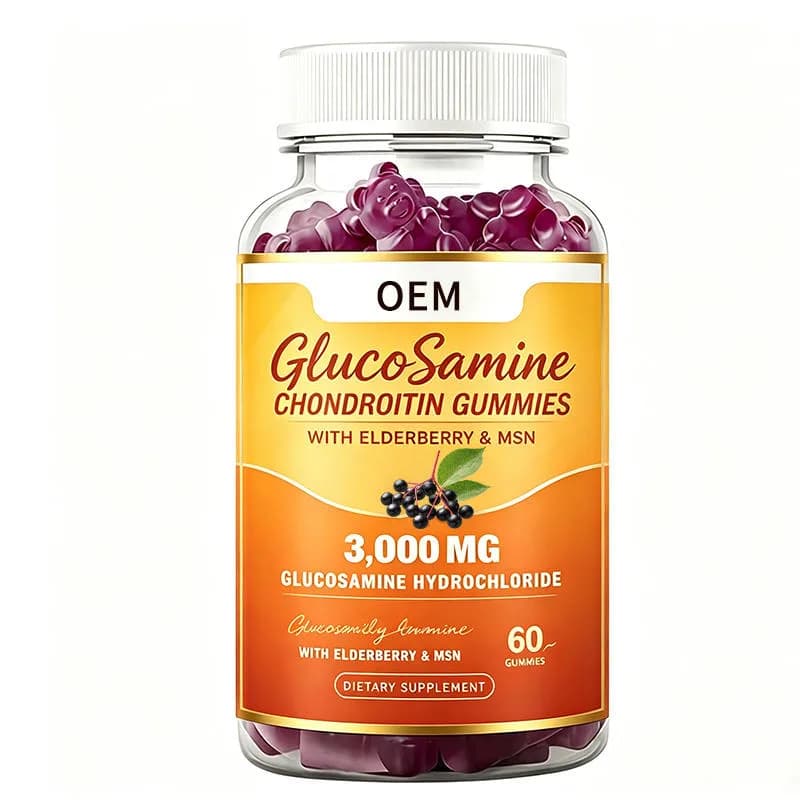 Glucosamine Chondroitin Gummies with Elderberry and MSN. 3000mg Glucosamine Hydrochloride. 60 Gummies. OEM Supplement