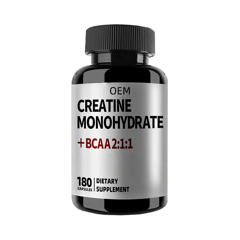 Creatine Monohydrate Plus BCAAs 2 to 1 to 1 Ratio 180 Capsules Dietary Supplement for Muscle and Recovery Support OEM Formula