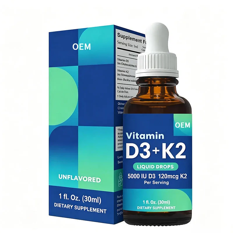 Vitamin D3 Plus K2 Liquid Drops Unflavored 5000 IU D3 and 120mcg K2 Per Serving 1 Fl Oz 30ml OEM Dietary Supplement
