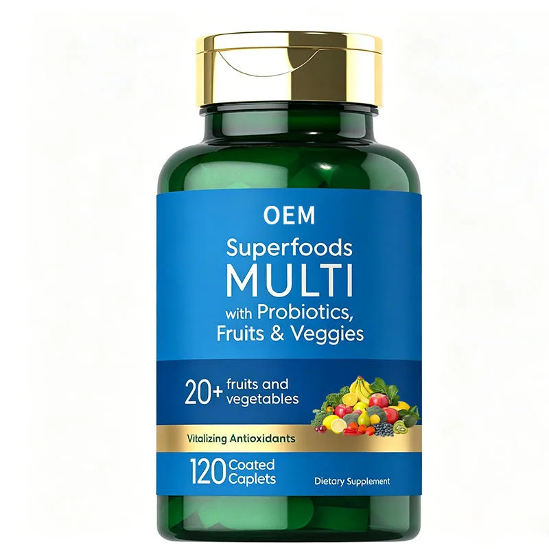Superfoods Multi with Probiotics Fruits and Veggies 20 Plus Blend Vitalizing Antioxidants 120 Coated Caplets