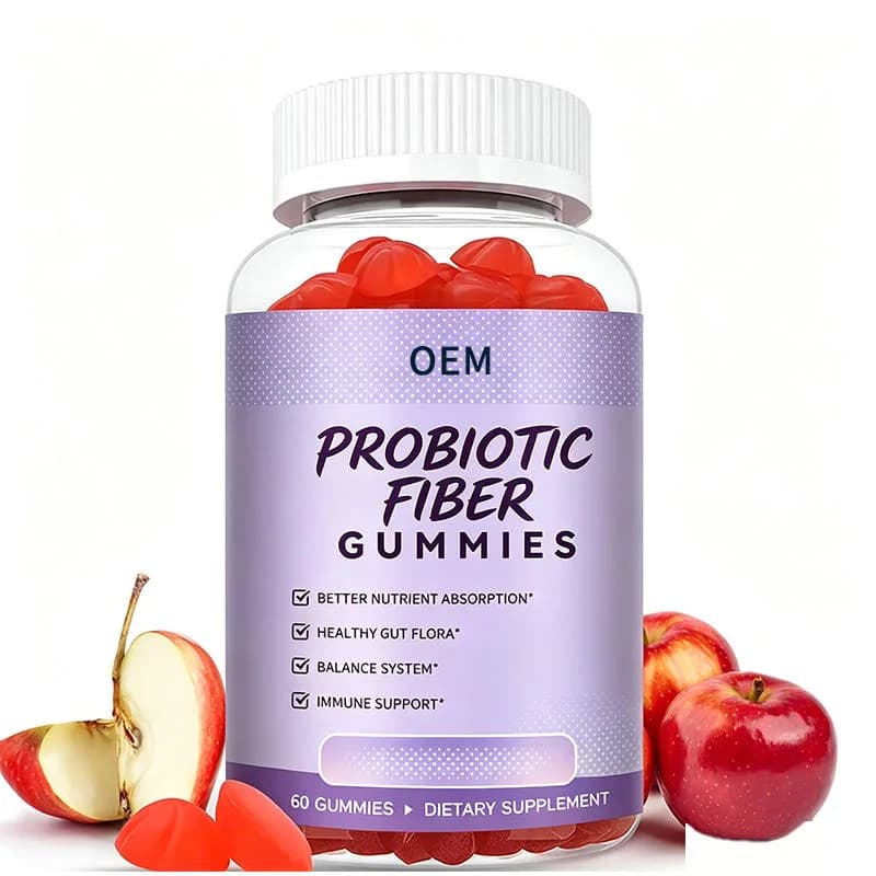 Probiotic Fiber Gummies for Healthy Gut Flora Better Nutrient Absorption Balanced System and Immune Support OEM Supplement