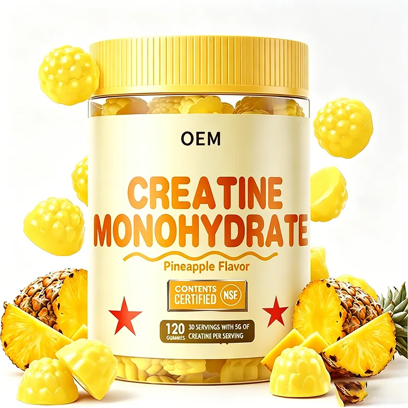 Creatine Monohydrate Gummies Pineapple Flavor 5g Per Serving 120 Gummies 30 Servings OEM Certified Supplement