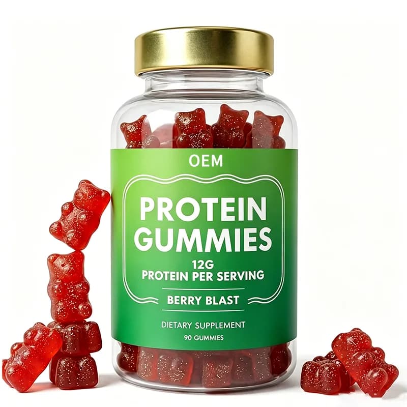 Protein Gummies 12g Protein Per Serving Berry Blast Flavor 90 Gummies OEM Dietary Supplement for Daily Wellness