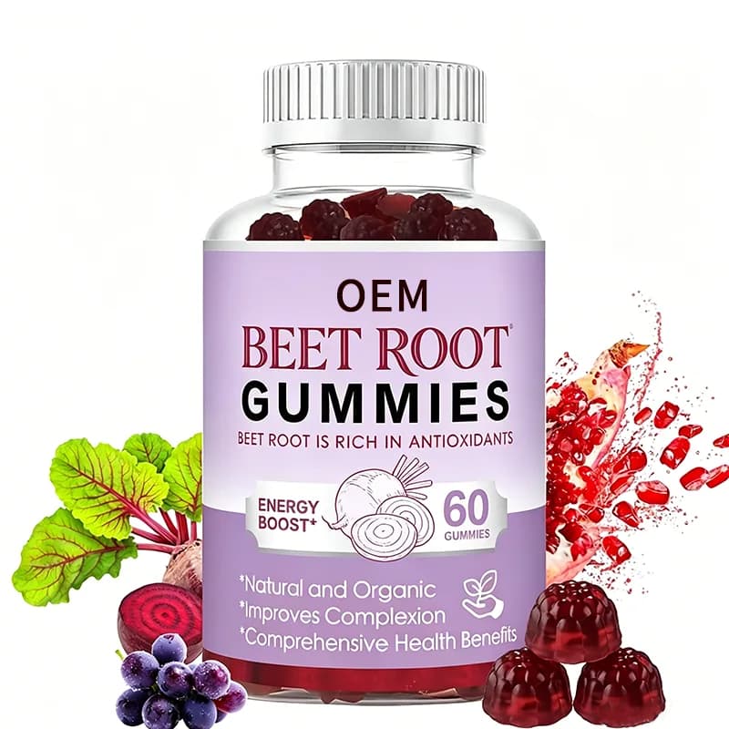 Beet Root Gummies Energy Boost Formula Rich in Antioxidants Natural and 60 Gummies OEM Supplement
