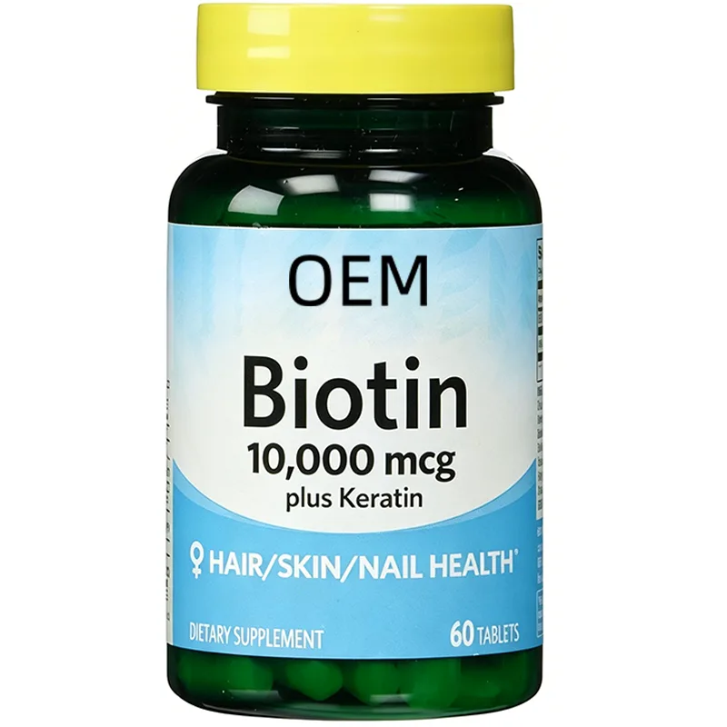 Biotin 10000mcg Plus Keratin 60 Tablets OEM Dietary Supplement for Hair Skin and Nail Health