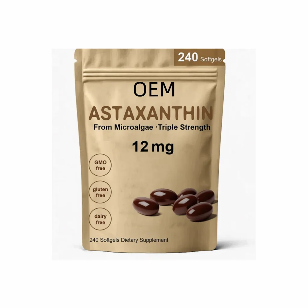 Astaxanthin 12mg From Microalgae Triple Strength 240 Softgels Non GMO Gluten Free Dairy Free OEM Supplement