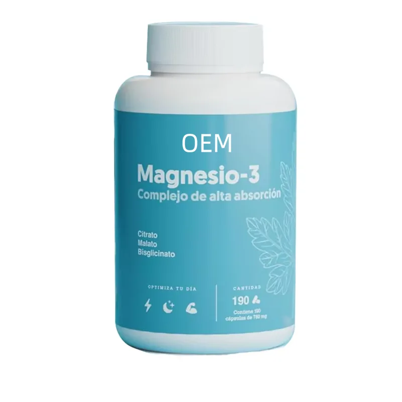 Bulk OEM Magnesio-3 Complex Capsules Triple Magnesium Blend High Absorption Support Energy Sleep & Cardiovascular Health