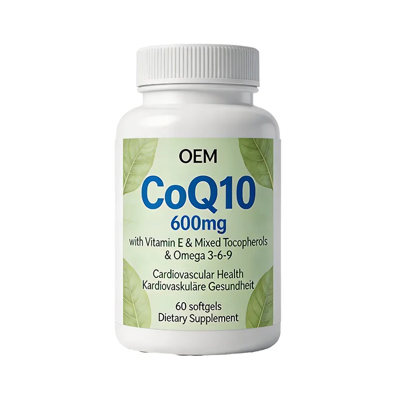 OEM Wholesale 600mg CoQ10 Softgels, CoQ10 With Vitamin E Mixed Tocopherols Omega 3-6-9 Cardiovascular Heart Supplement 60 Counts