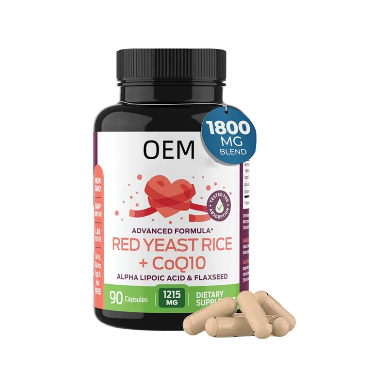 Bulk OEM Red Yeast Rice CoQ10 Capsules 1800mg Multi-Ingredient Blend Support Healthy Heart & Cardiovascular Function Supplement