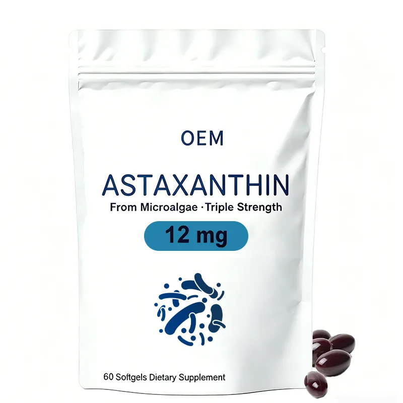 Astaxanthin 12mg From Microalgae Triple Strength 60 Softgels OEM Dietary Supplement