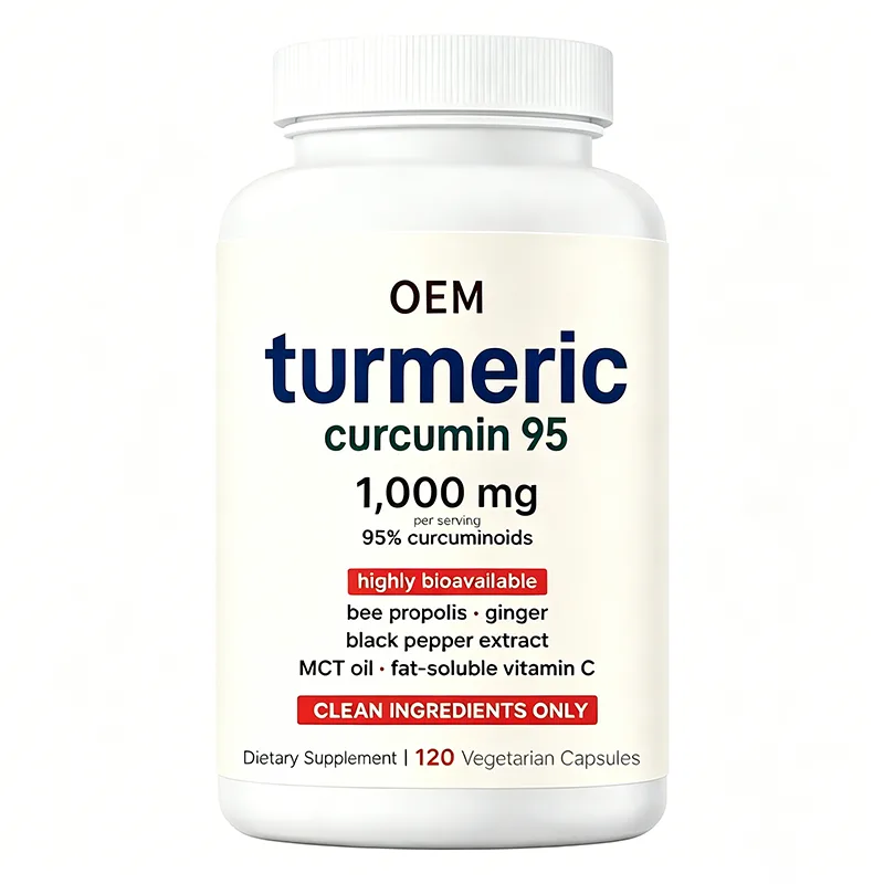 Turmeric Curcumin 95 1000mg with Bee Propolis Ginger and Black Pepper 120 Vegetarian Capsules OEM Supplement