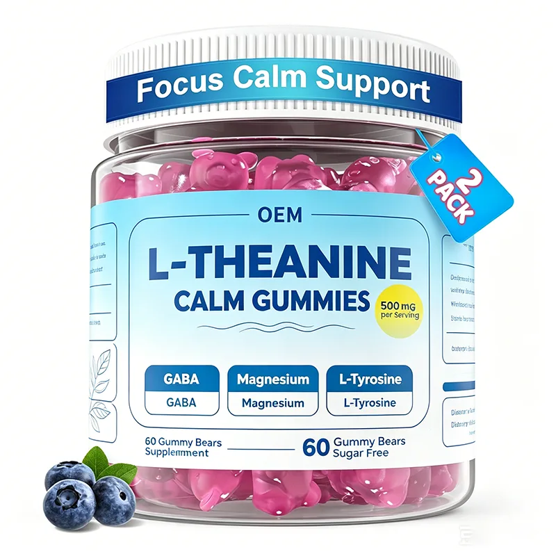 OEM L-Theanine 500mg Gummies with GABA Magnesium and L-Tyrosine Sugar Free 60 Count Dietary Supplement