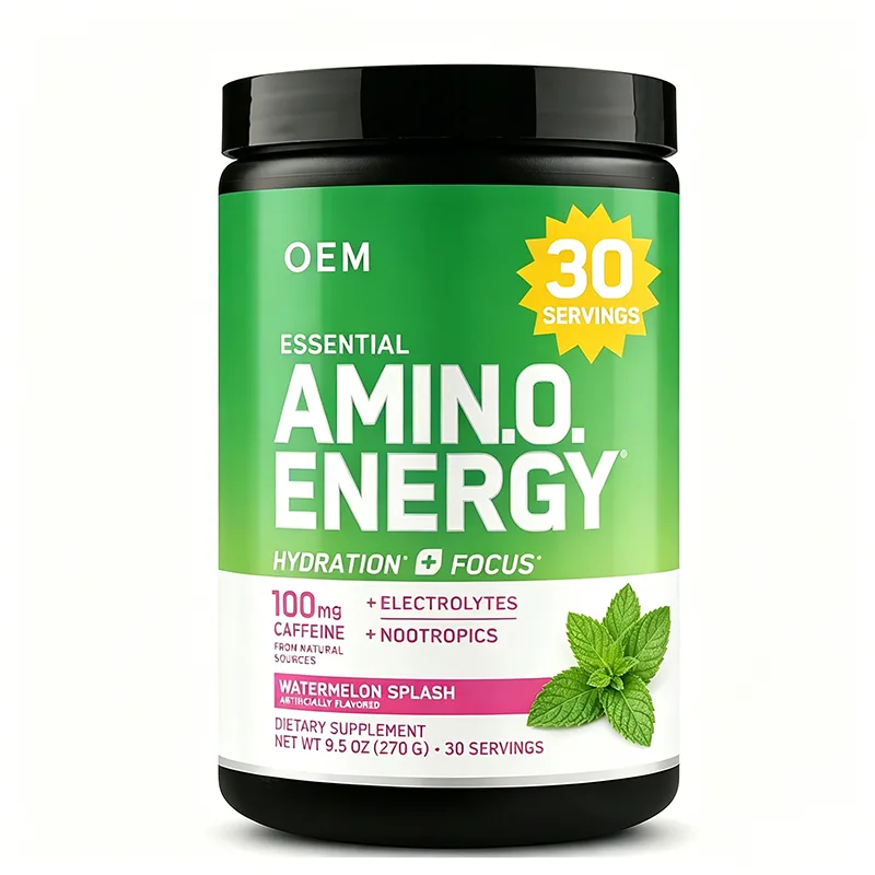 Essential Amin O Energy Hydration Focus Powder with Electrolytes Caffeine and Nootropics 30 Servings Watermelon Splash