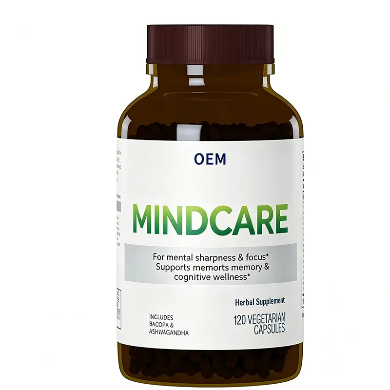 Mindcare Capsules 120 Count with Bacopa and Ashwagandha OEM Herbal Supplement for Mental Sharpness Focus and Cognitive Wellness