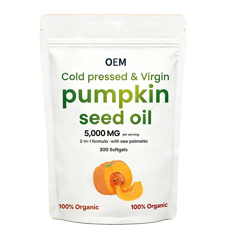 OEM Wholesale Pumpkin Seed Oil Softgel 300ct 5000mg Cold Pressed Saw Palmetto Male Wellness Dietary Pill