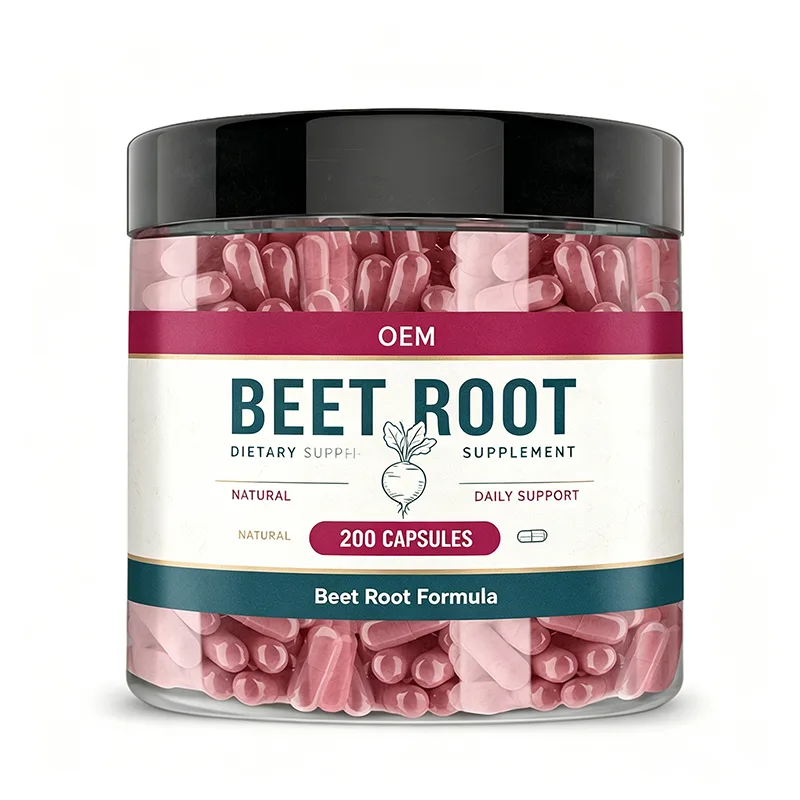 Bulk Custom 200 Natural Beet Root Capsules Plant Nitrate Circulation Stamina Support Household Wellness Wholesale Supply