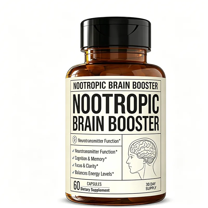 Nootropic Brain Booster Capsules 60 Count 30 Day Supply OEM Supplement for Cognition Memory Focus Clarity and Energy Balance