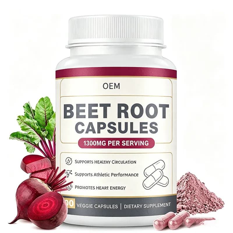 Bulk Custom Beet Root Veggie Capsule 1300mg Per Serving Circulation Athletic Stamina Heart Energy Wellness Wholesale Supply