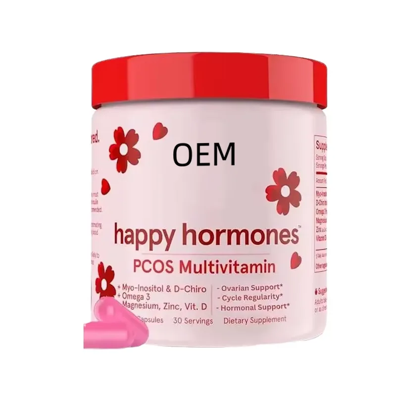 Happy Hormones PCOS Multivitamin Capsules 30 Count with Myo Inositol D Chiro Omega 3 OEM Supplement for Ovarian Cycle