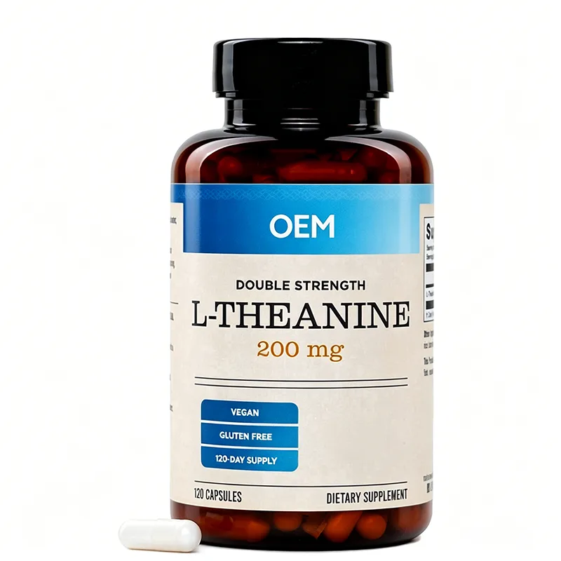 Double Strength L Theanine 200mg Capsules 120 Count 120 Day Supply Vegan Gluten Free OEM Dietary Supplement
