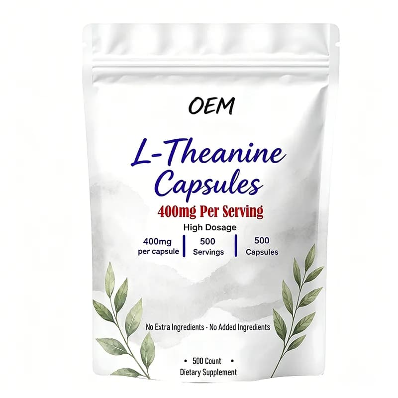 L Theanine Capsules 400mg Per Serving 500 Capsules 500 Servings High Dosage No Extra Ingredients OEM Supplement
