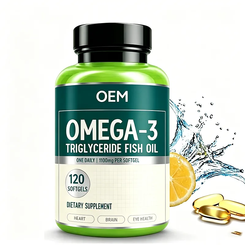 Omega 3 Triglyceride Fish Oil 1100mg Per Softgel One Daily 120 Softgels OEM Supplement for Heart Brain and Eye Health