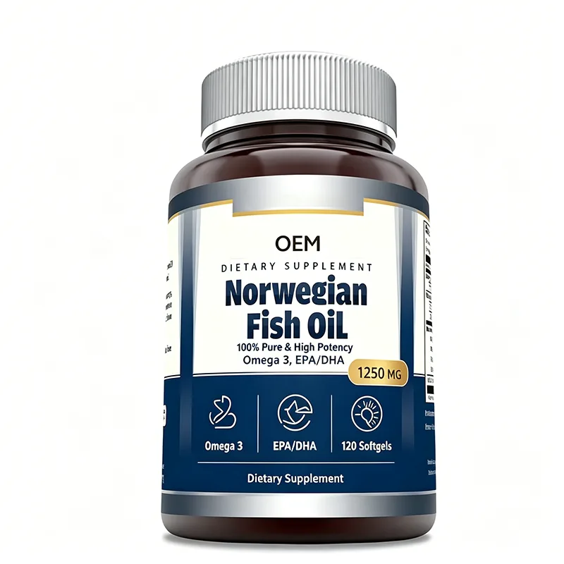 Norwegian Fish Oil 1250mg Omega 3 EPA DHA 120 Softgels 100% Pure High Potency OEM Dietary Supplement