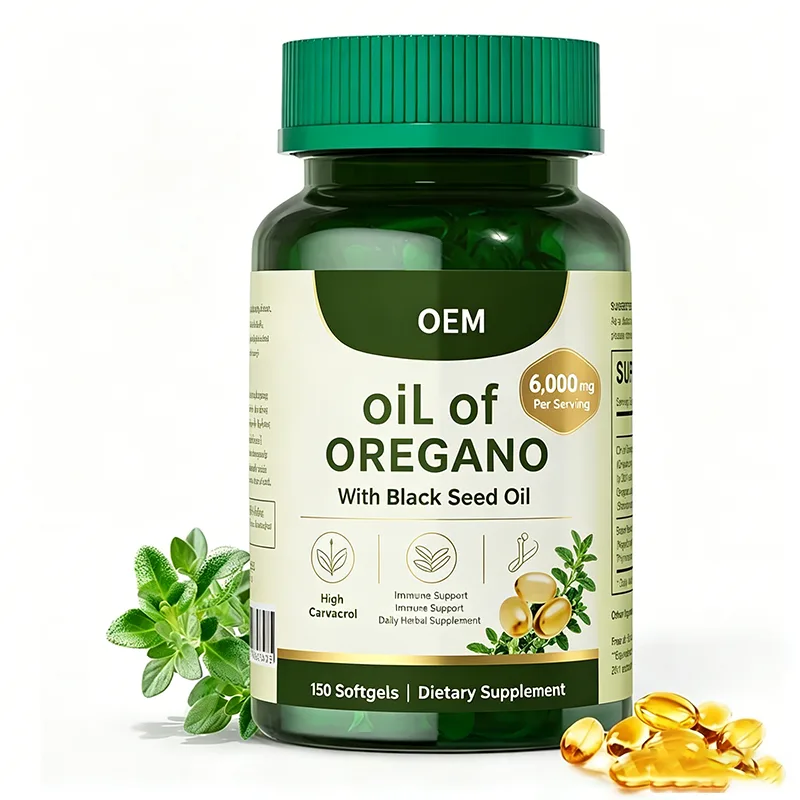 Oil of Oregano 6000mg with Black Seed Oil High Carvacrol 150 Softgels OEM Supplement for Immune Support