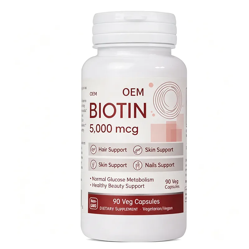 OEM 5000mcg Biotin Veg Capsules 90 Count Non GMO Vegan Hair Skin Nails Support Healthy