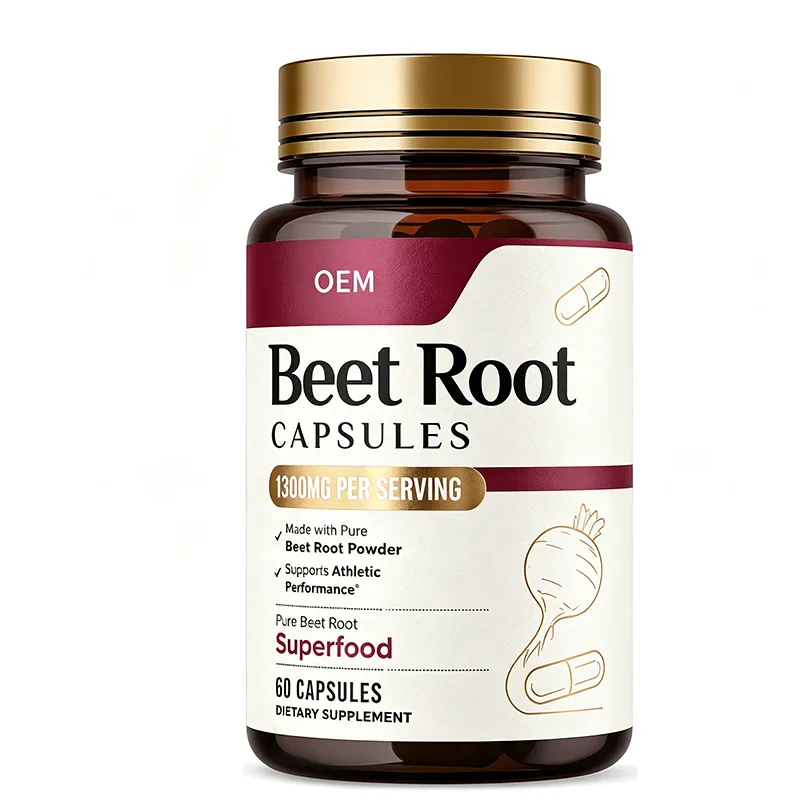 Beet Root Capsules 1300mg Per Serving Pure Beet Root Superfood 60 Count OEM Supplement for Athletic Performance Support