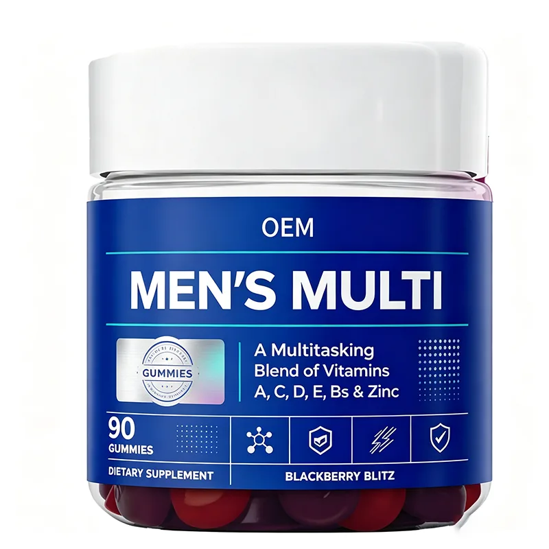 Men's Multi Gummies Blackberry Blitz Flavor 90 Count with Vitamins a C D E Bs and Zinc OEM Dietary Supplement