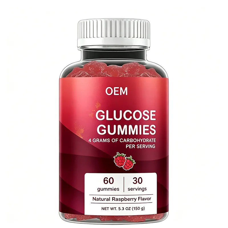 Glucose Gummies 4g Carbohydrates Per Serving 60 Gummies 30 Servings Natural Raspberry Flavor Net Wt 5.3oz 150g OEM Supplement
