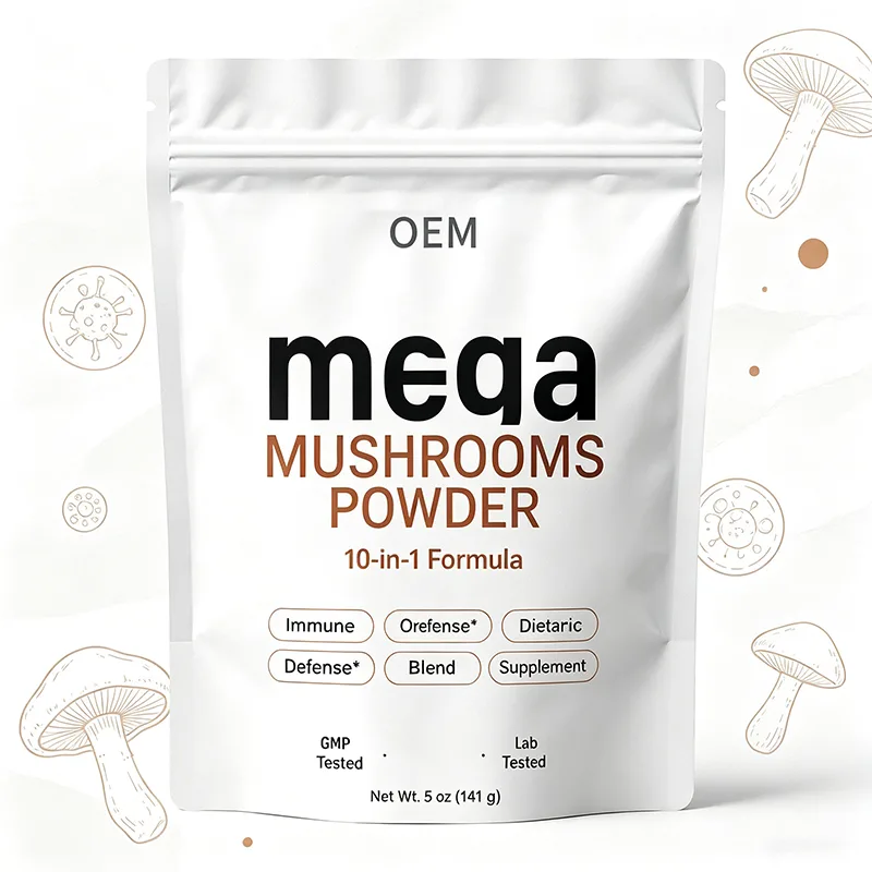 OEM Mega Mushrooms 10-in-1 Formula Powder 141g GMP Lab Tested Daily Natural Multi Mushroom Blend Dietary