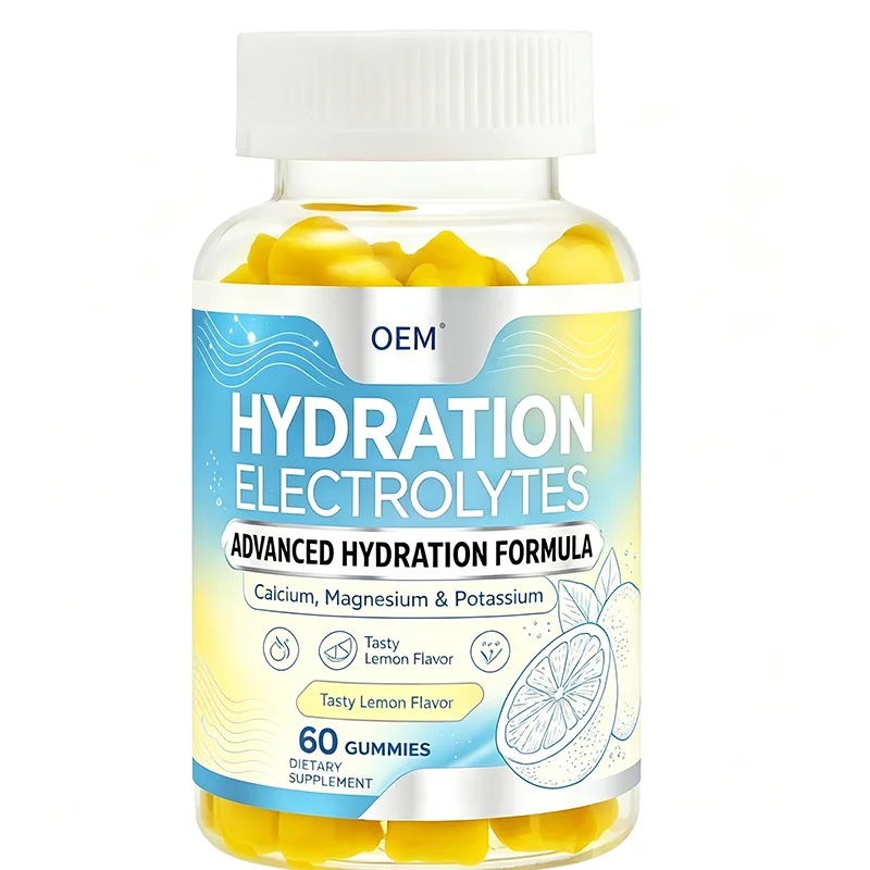 OEM Lemon Flavor Hydration Electrolytes Gummies 60 Count Advanced Hydration Formula Calcium Magnesium Potassium Chewable