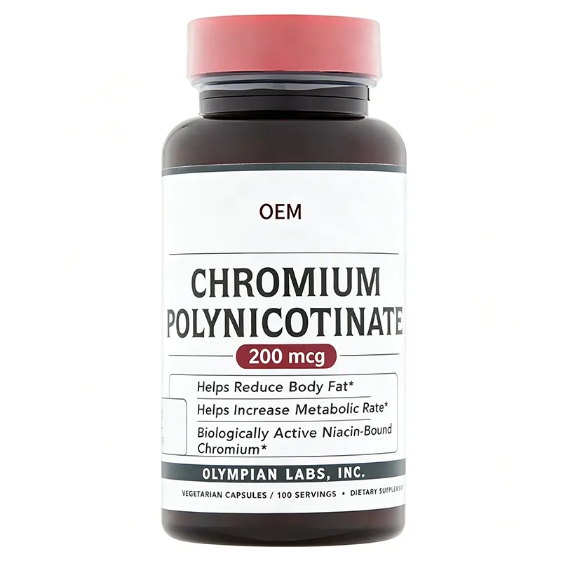 OEM 200mcg Chromium Polynicotinate Vegetarian Capsules 100 Servings Niacin Bound Biologically Active Chromium Raw